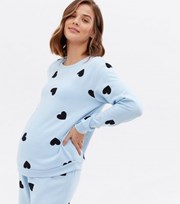 New Look Maternity Blue Heart Pyjama Sweatshirt